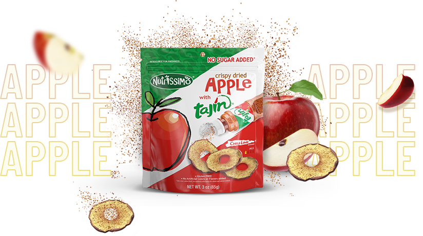 Try our crispy Nutrissimo Dried Apple with Tajín